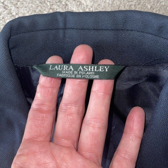 Laura Ashley Navy Blue Pure Wool Blazer Size 10 Medium 5 Button Vintage EU 40 - Picture 3 of 10